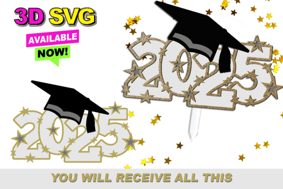 2025 Graduation Topper 3D SVG
