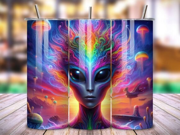 3D Alien 20 Oz Tumbler Wrap Vol.1: A Unique Design for Customizable Drinkware