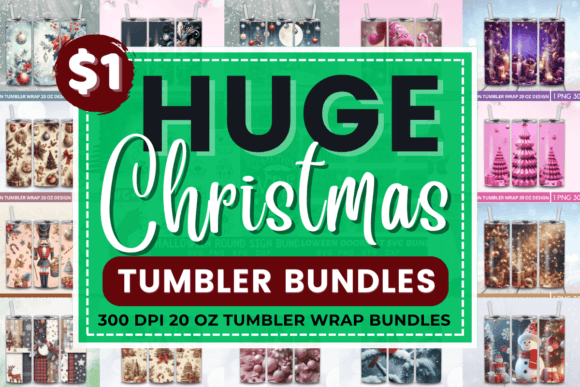 3D Christmas 20 Oz Tumbler Big Bundle