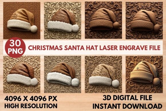 3D Christmas Santa Hat Laser Engrave Fil: Elevate Your Holiday Projects with Precision and Style