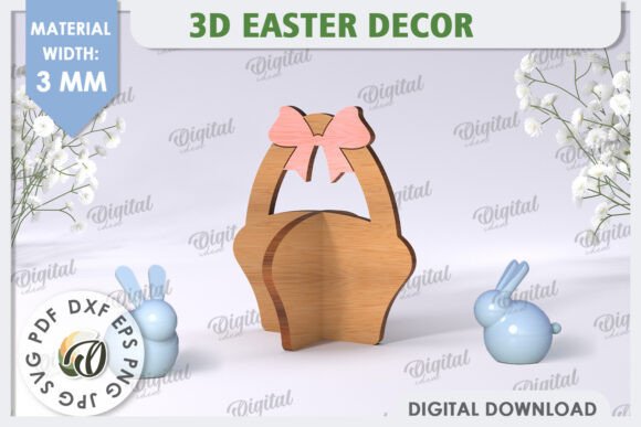 3D Easter Basket Laser Cut. Home Decor