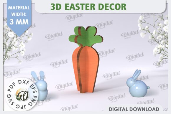 3D Easter Carrot Laser Cut Home Decor