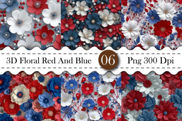 3D Floral Red and Blue Digital Paper: A Versatile Design Resource