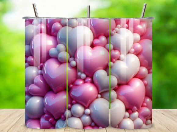 3D Heart Valentine 20oz Tumbler Wrap V.5