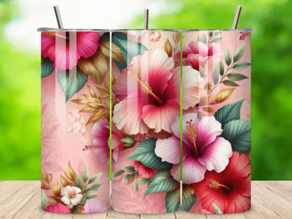 3D Hibiscus Floral Red Pink Tumbler V.5: A Stunning Design for Every Use