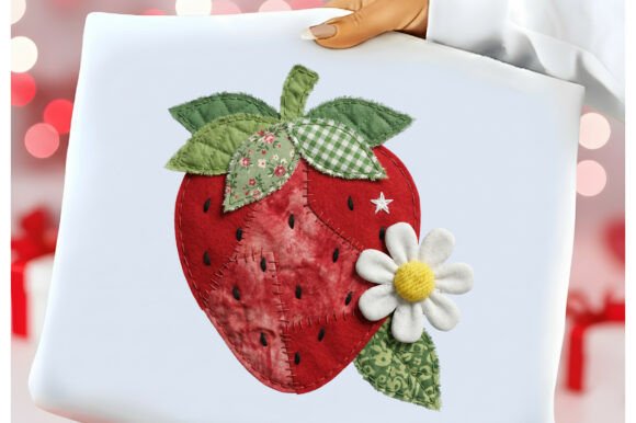 3D Patchwork Strawberry PNG