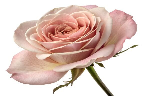 3D Realistic Pink Rose Flower Isolated