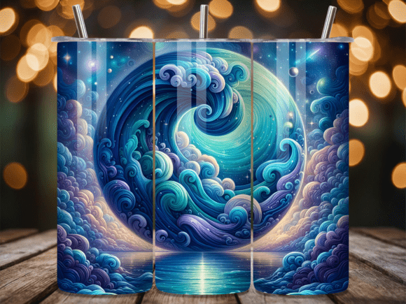 3D Sunrise Ocean Wave Tumbler Wrap