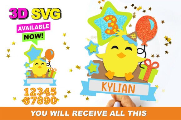 Baby Chicken Cake Topper 3D SVG