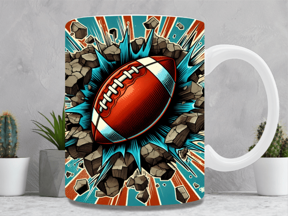 Cracked Rock Football 3D Mug Wrap: A Creative Solution for Modern Businesses