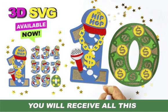 Hip Hop Numbers 3D SVG for Creative Creators