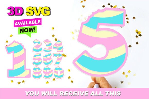 Marshmallows Numbers 3D SVG for Creative Expression