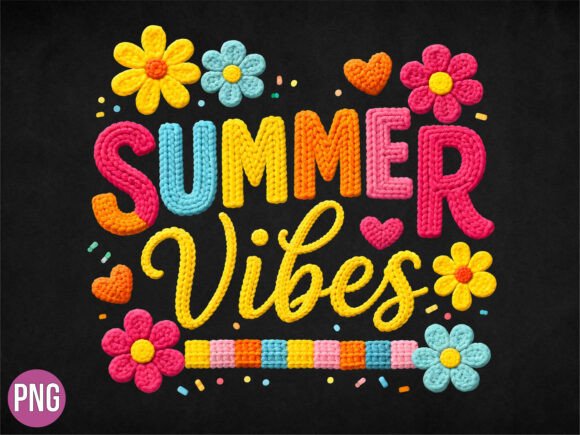 Summer Vibes Floral Retro 3D Text PNG: A Versatile Design Asset for Creative Projects