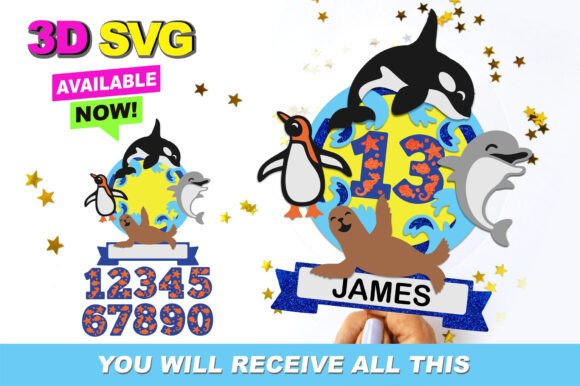 Undersea Cake Topper 3D SVG